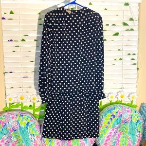 Vintage black & white polka dot skirt suit